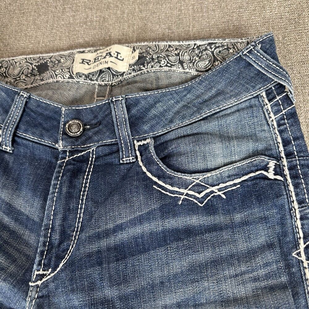 Ariat Denim Mid-Rise Boot Cut Womens Jeans REAL Medium Wash - Size 30L Blue